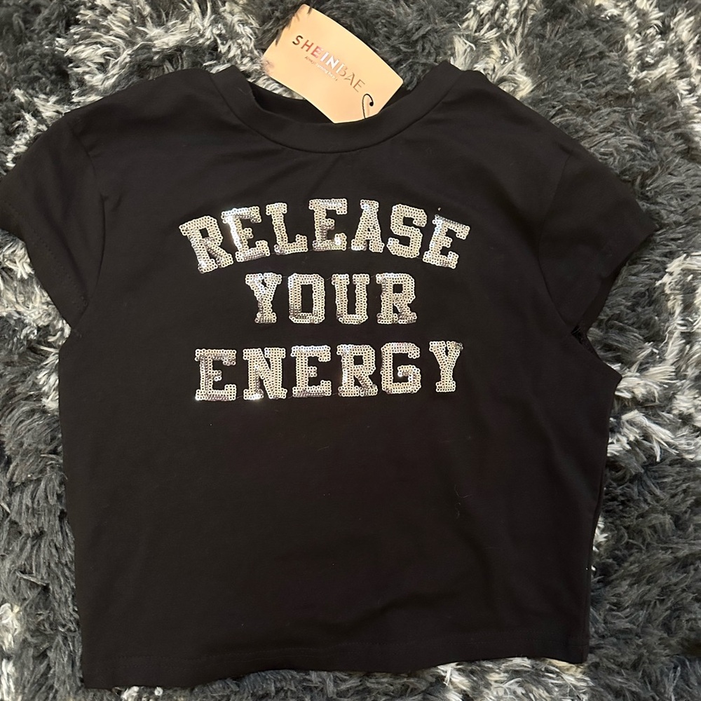 Black Sequin Crop Top